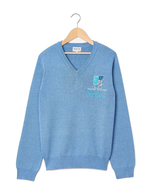 pull col V acry-coton Immaculée Damville