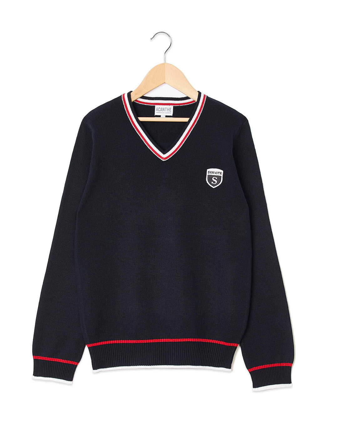 pull col V liseré acry-coton Servites