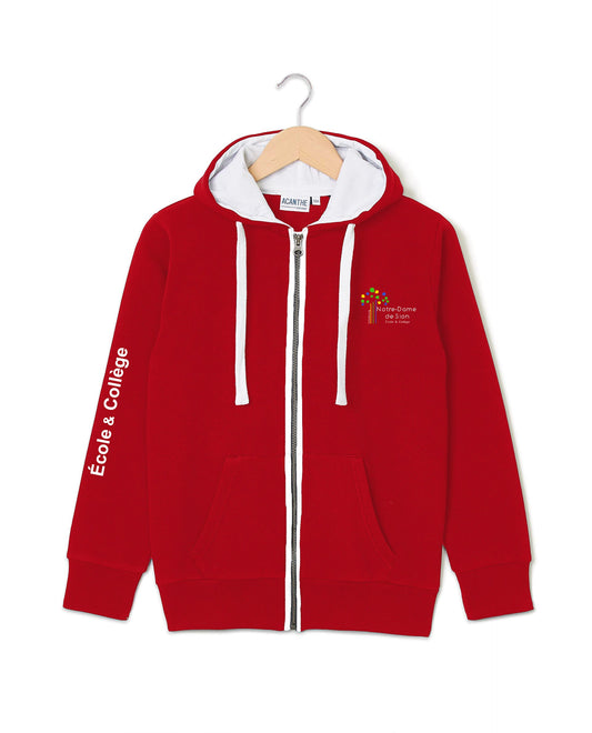 sweat à capuche rouge NDDS Strasbourg