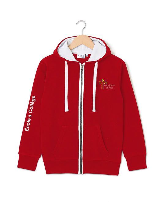 sweat à capuche rouge NDDS Strasbourg